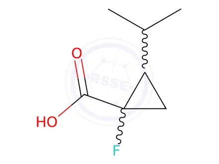 Chemical structure of Cyclopropanecarboxylic acid, 1-fluoro-2-(1-methylethyl)-(9CI)