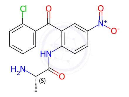 Chemical structure of (S)-2-Amino-N-[2-(2-chlorobenzoyl)-4-nitrophenyl]-propanamide