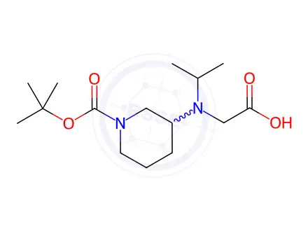Chemical structure of 2-((1-(tert-Butoxycarbonyl)piperidin-3-yl)(isopropyl)amino)acetic acid