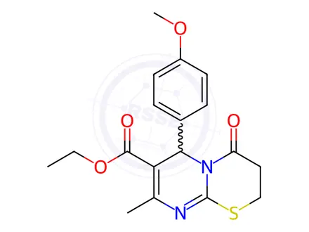 Chemical structure of ethyl 6-(4-methoxyphenyl)-8-methyl-4-oxo-3,4-dihydro-2H,6H-pyrimido[2,1-b][1,3]thiazine-7-carboxylate