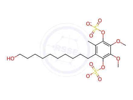 Chemical structure of Dihydro Idebenone 1,4-O-Disulfate Dipotassium Salt