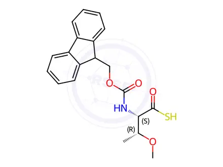 Chemical structure of (2S,3R)-2-((((9H-Fluoren-9-yl)methoxy)carbonyl)amino)-3-methoxybutanethioic S-acid