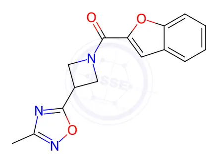 Chemical structure of Benzofuran-2-yl(3-(3-methyl-1,2,4-oxadiazol-5-yl)azetidin-1-yl)methanone