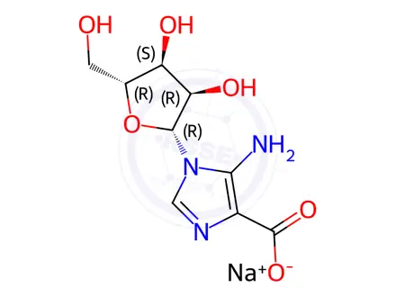 Chemical structure of 5-Amino-1-(β-D-ribofuranosyl)imidazole-4-carboxylic Acid Sodium Salt
