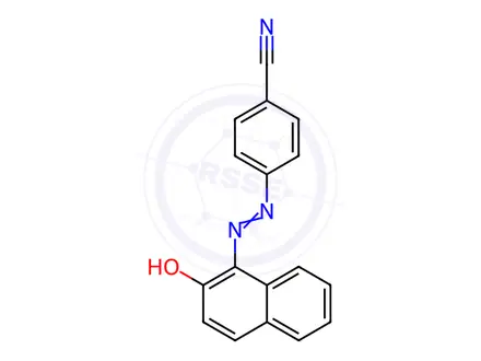 Chemical structure of Benzonitrile, 4-[2-(2-hydroxy-1-naphthalenyl)diazenyl]-