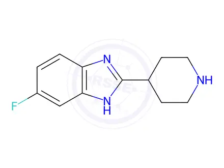 Chemical structure of 5-Fluoro-2-(4-piperidinyl)-1H-benzimidazole dihydrochloride