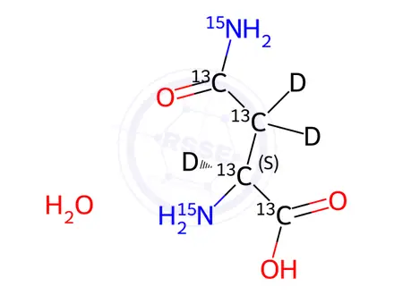 Chemical structure of L-Asparagine:H2O-13C4,15N2,D3