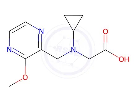 Chemical structure of 2-(Cyclopropyl((3-methoxypyrazin-2-yl)methyl)amino)acetic acid