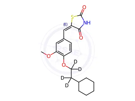 Chemical structure of 5-[[4-(2-Cyclohexylethoxy)-3-methoxyphenyl]methylene]-2,4-thiazolidinedione-d4