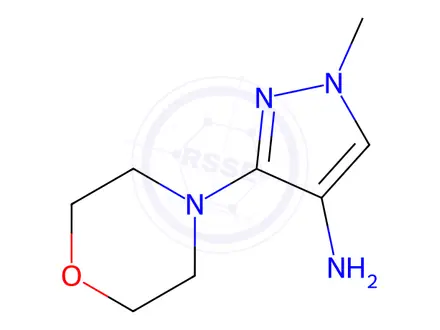Chemical structure of 1-methyl-3-morpholin-4-yl-1H-pyrazol-4-amine