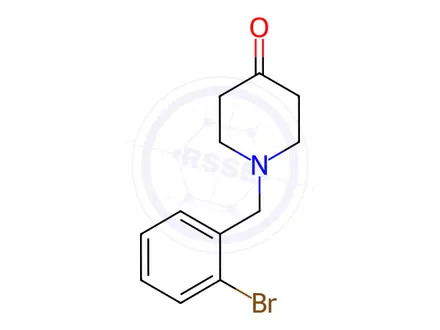 Chemical structure of 1-[(2-bromophenyl)methyl]piperidin-4-one