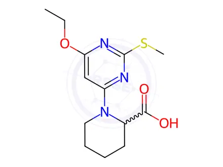 Chemical structure of 1-(6-Ethoxy-2-Methylsulfanyl-pyriMidin-4-yl)-piperidine-2-carboxylic acid
