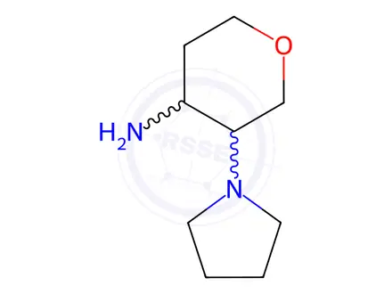 Chemical structure of 3-(pyrrolidin-1-yl)oxan-4-amine dihydrochloride