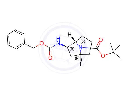 Chemical structure of Tert-butyl (1S,5R,6R)-6-(((benzyloxy)carbonyl)amino)-8-azabicyclo[3.2.1]Octane-8-carboxylate