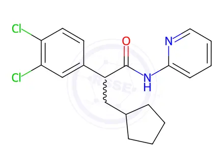 Chemical structure of 3,4-DICHLORO-ALPHA-(CYCLOPENTYLMETHYL)-N-2-PYRIDINYL-BENZENEACETAMIDE