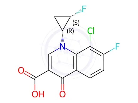 Chemical structure of cis-8-Chloro-7-fluoro-1-(2-fluorocyclopropyl)-1,4-dihydro-4-oxo-3-quinolinecarboxylic Acid