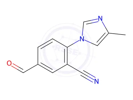 Chemical structure of Benzonitrile, 5-formyl-2-(4-methyl-1H-imidazol-1-yl)-