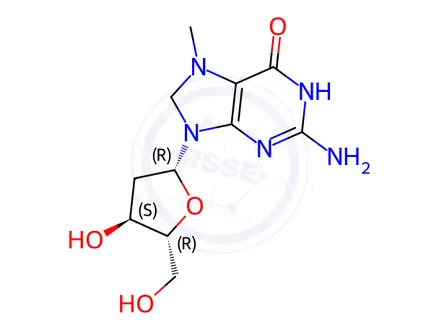 Chemical structure of Guanosine, 2'-deoxy-7,8-dihydro-7-methyl-