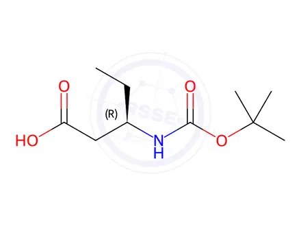 Chemical structure of Pentanoic acid, 3-[[(1,1-dimethylethoxy)carbonyl]amino]-, (3R)-(9CI)