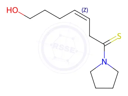 Chemical structure of Pyrrolidine, 1-(7-hydroxy-1-thioxo-3-heptenyl)-(9CI)