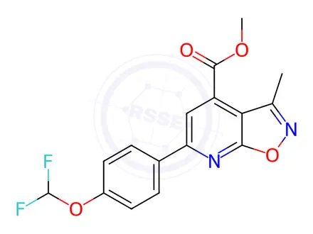 Chemical structure of Methyl 6-(4-(difluoromethoxy)phenyl)-3-methylisoxazolo[5,4-b]pyridine-4-carboxylate