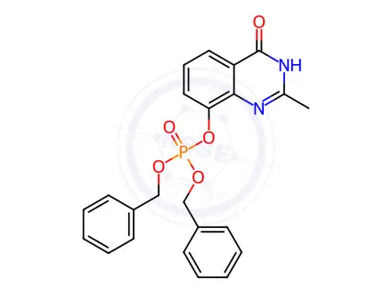 Chemical structure of Phosphoric acid, 1,4-dihydro-2-methyl-4-oxo-8-quinazolinyl bis(phenylmethyl) ester (9CI)