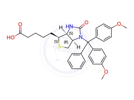 Chemical structure of 1'N-(4,4'-Dimethoxytrityl) Biotin