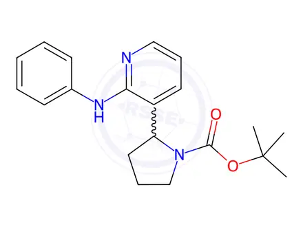 Chemical structure of tert-Butyl 2-(2-(phenylamino)pyridin-3-yl)pyrrolidine-1-carboxylate