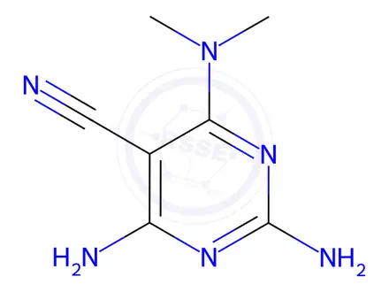 Chemical structure of 2,4-DIAMINO-6-(DIMETHYLAMINO)-5-PYRIMIDINECARBONITRILE