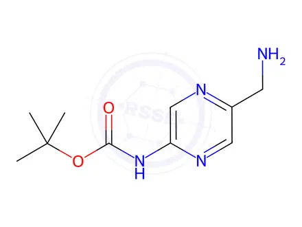 Chemical structure of (5-Aminomethyl-pyrazin-2-yl)-carbamic acid tert-butyl ester