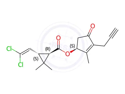 Chemical structure of D-trans propargyl chloride pyrethroid