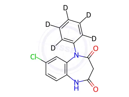 Chemical structure of N-Desmethyl Clobazam-d5
