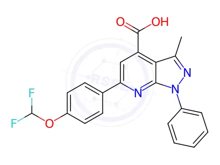Chemical structure of 6-[4-(difluoromethoxy)phenyl]-3-methyl-1-phenyl-1H-pyrazolo[3,4-b]pyridine-4-carboxylic acid