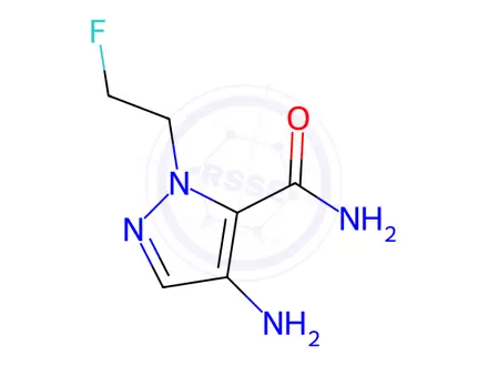 Chemical structure of 4-amino-1-(2-fluoroethyl)-1H-pyrazole-5-carboxamide