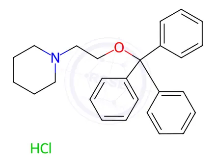 Chemical structure of Piperidine,1-[2-(triphenylmethoxy)ethyl]-, hcl (1:1)