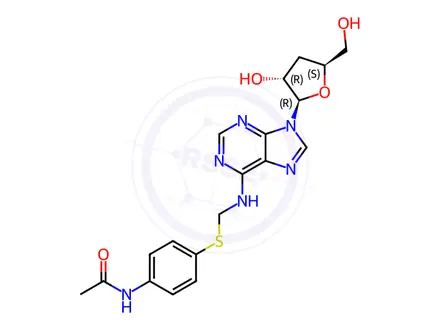 Chemical structure of Adenosine, N-[[[4-(acetylamino)phenyl]thio]methyl]-3'-deoxy-(9CI)