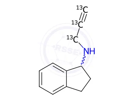 Chemical structure of rac Rasagiline-13C3 Mesylate