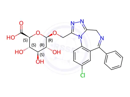 Chemical structure of 1-Hydroxyalprazolam glucuronide