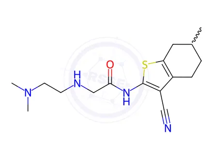 Chemical structure of N-(3-Cyano-6-methyl-4,5,6,7-tetrahydro-1-benzothiophen-2-yl)-2-{[2-(dimethylamino)ethyl]amino}acetamide