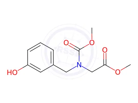 Chemical structure of Glycine, N-[(3-hydroxyphenyl)methyl]-N-(methoxycarbonyl)-, methyl ester