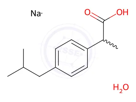 Chemical structure of Ibuprofen sodium dihydrate