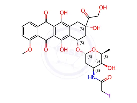 Chemical structure of N-(Iodoacetamido)-Doxorubicin
