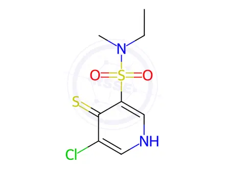 Chemical structure of 5-Chloro-N-ethyl-4-mercapto-N-methylpyridine-3-sulfonamide