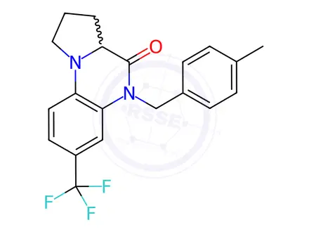 Chemical structure of 5-(4-methylbenzyl)-7-(trifluoromethyl)-1,2,3,3a-tetrahydropyrrolo[1,2-a]quinoxalin-4(5H)-one