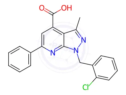 Chemical structure of 1-(2-Chlorobenzyl)-3-methyl-6-phenyl-1h-pyrazolo[3,4-b]pyridine-4-carboxylic acid