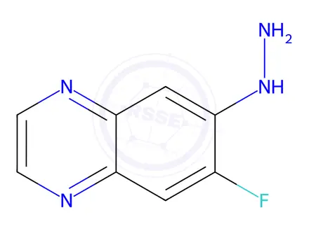 Chemical structure of Quinoxaline, 6-fluoro-7-hydrazino-(9CI)