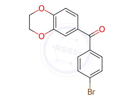 Chemical structure of Methanone, (4-bromophenyl)(2,3-dihydro-1,4-benzodioxin-6-yl)-