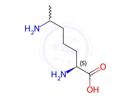Chemical structure of Heptanoic acid, 2,6-diamino-, (2S)-(9CI)