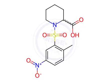 Chemical structure of 1-[(2-methyl-5-nitrophenyl)sulfonyl]piperidine-2-carboxylic acid