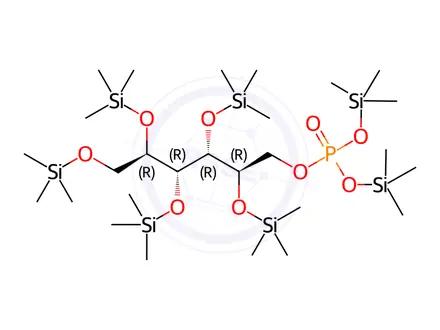 Chemical structure of 1-O,2-O,3-O,4-O,5-O-Pentakis(trimethylsilyl)-D-mannitol 6-[phosphoric acid bis(trimethylsilyl)] ester
